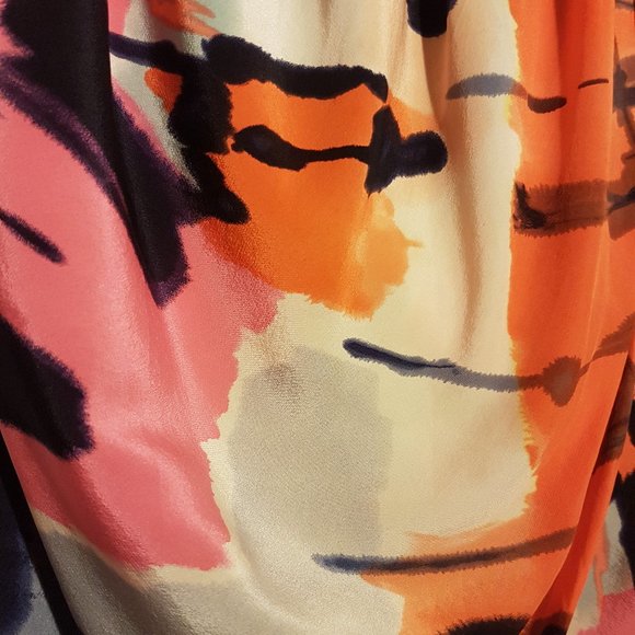 BCBGMAXAZRIA Multicolor Watercolor Print Drape Silk Mini Skirt S 4 2 0 15 in. - Picture 7 of 16